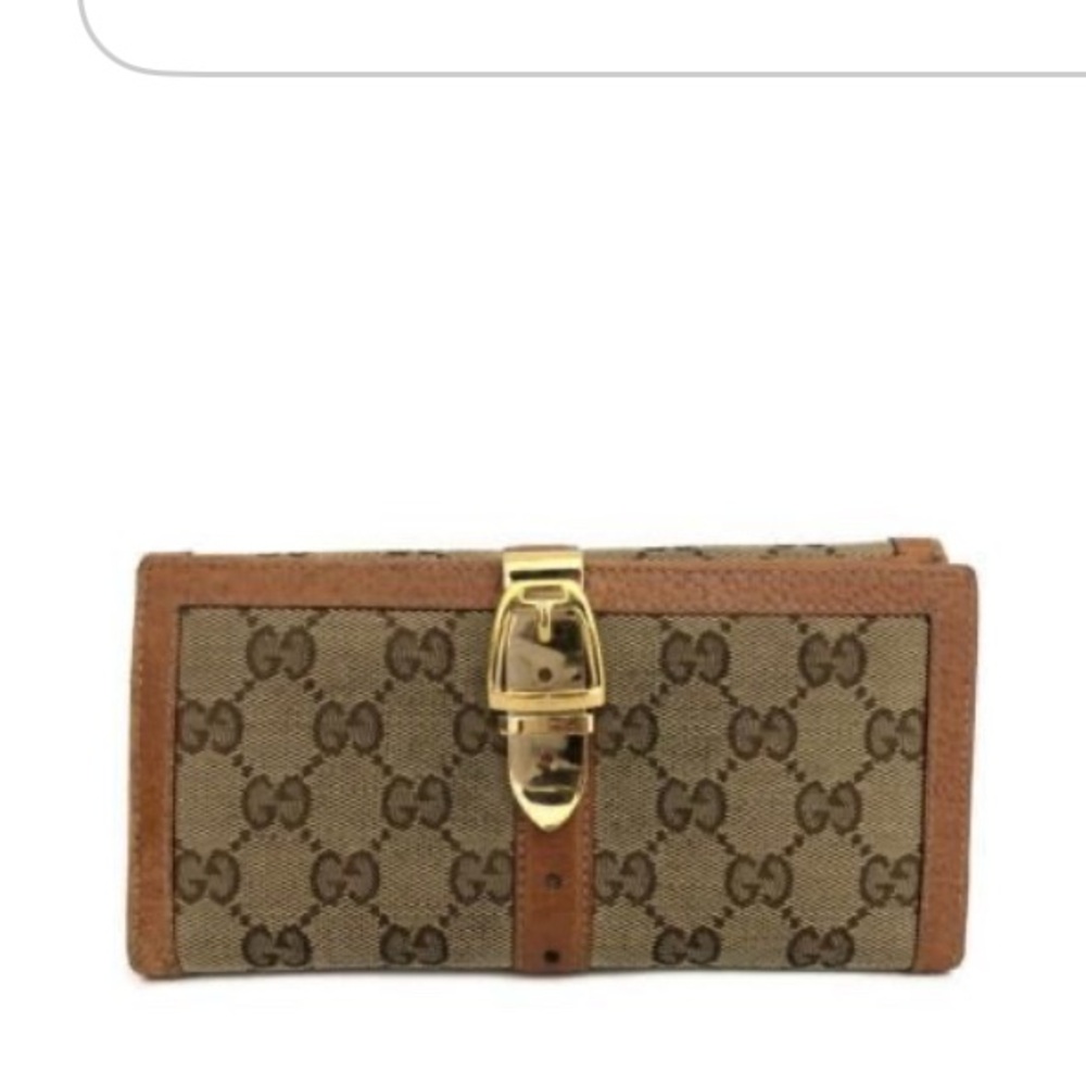 Authentic Gucci Monogram Brown and Tan Wallet